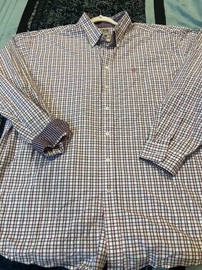 CINCH White & Burgundy Checked Button-Down Dress Shirt
